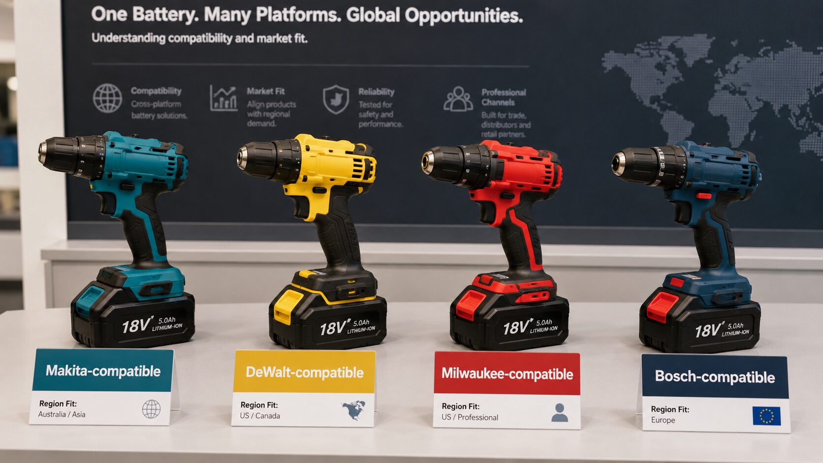 choosing Makita DeWalt Milwaukee or Bosch compatible battery platforms battery platform compatibility decision